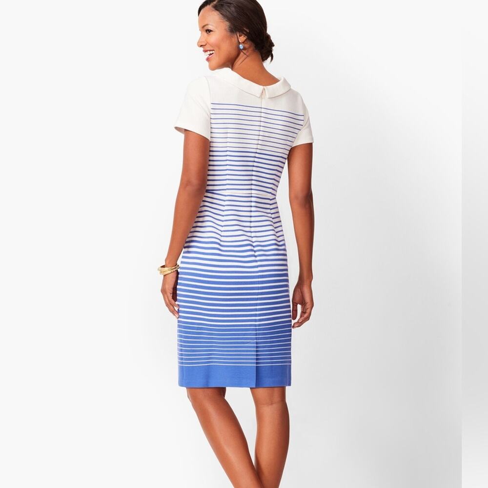 Talbots Blue White New England Nautical Striped Ombre Sheath Dress American-10P